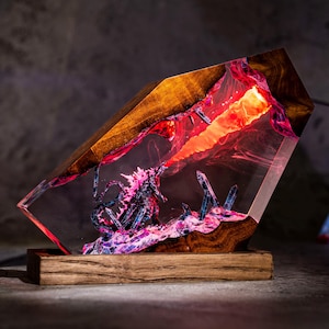 Atomic Beast Crystal resin Lamp – Handcrafted Resin Battle Light, Unique Night Decor, Gift for Him or Dad Mother&#39;s Day, father&#39;s day gifts