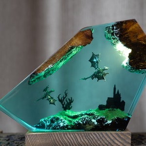 Dragon Resin Night Light, Fire Dragon and Ice Dragon Lamp, 3D Dragon Table Lamp, Lighting Home decor, Gift for men and women,
