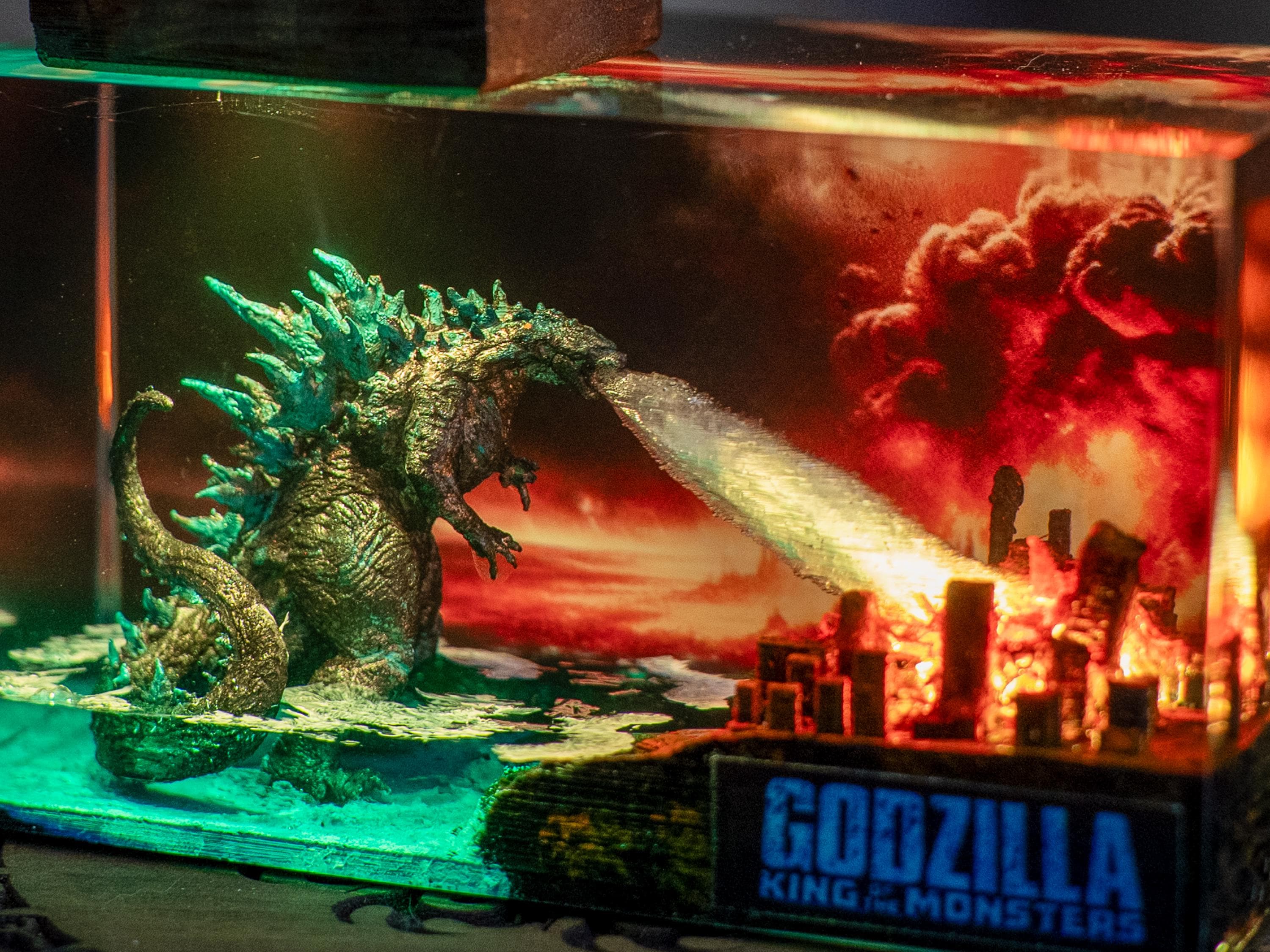 Godzilla Resin Lamp, Godzilla Handmade decor Epoxy Lamp, Resin Night light gift, gift for mom