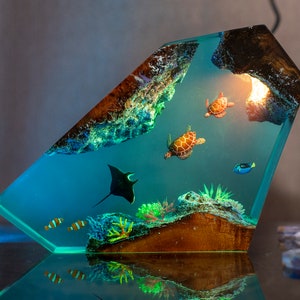 Sea Turtles & manta ray Epoxy Resin Night Light