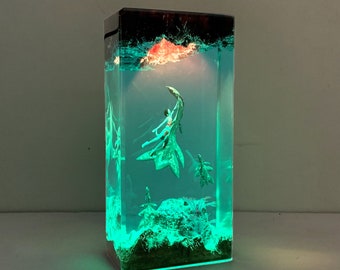Ilu ft Kiri Avatar 2, Way of the Water Lamp- Epoxy and Wooden Night Lights for Lighting Home Decor, Unique birthday gift, gift for parents