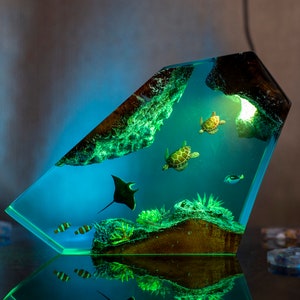 Sea Turtles & manta ray Epoxy Resin Night Light