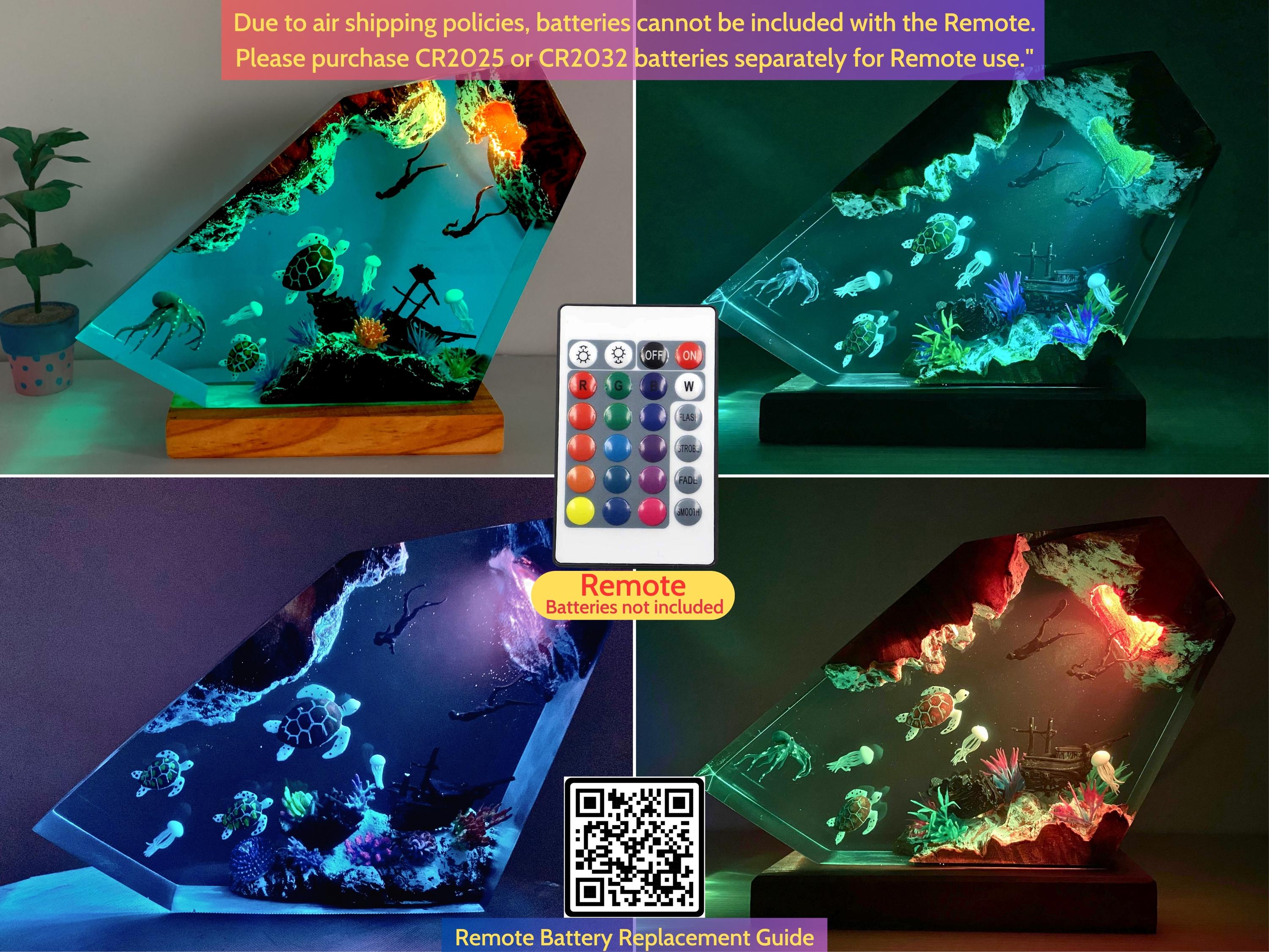 Octopus and diver Night light, Personalized Ocean Resin Lamp,  Octupus vs Turtles lamp, Anniversary Gift, Mother's Day