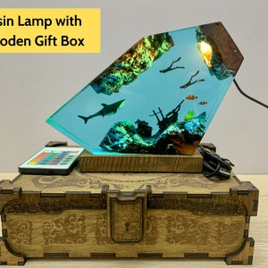 lamp and wooden box