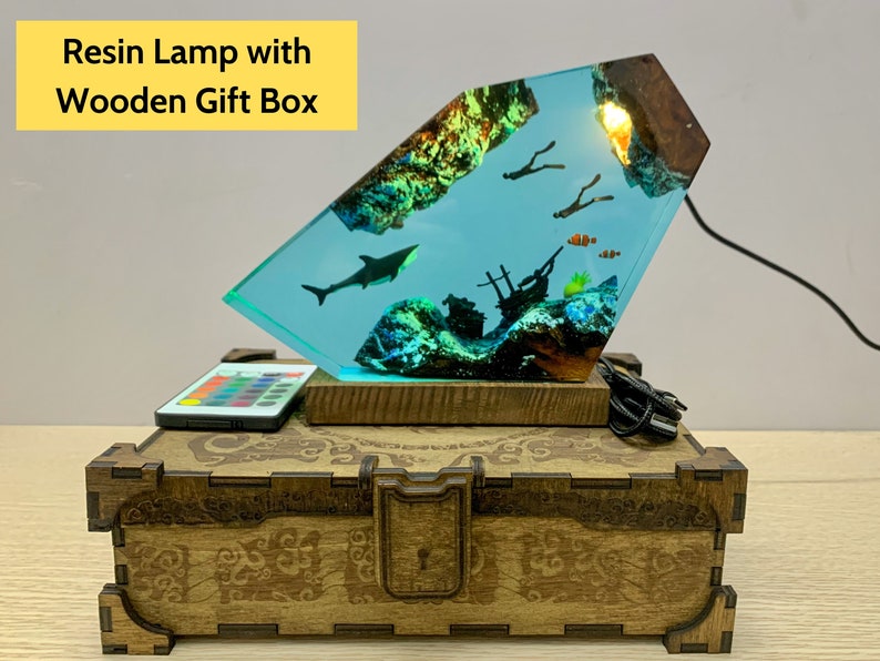 lamp and wooden box