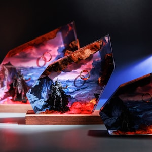 The Rings Resin Night Light - Volcano Lava Decor for Living Space, Unique Gift, birthday gift, art decor lamp and gaming decor for him