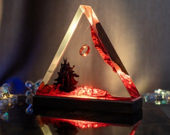 Ri.ng OT da.rk lo.rd Resin Desk Lamp - Sau.ron resin night light, Volcano Lava Decor for Living Space, Unique Gift, Gift for men