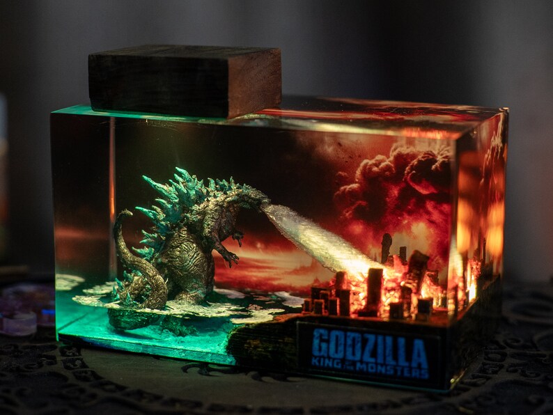 Godzilla monster resin night light