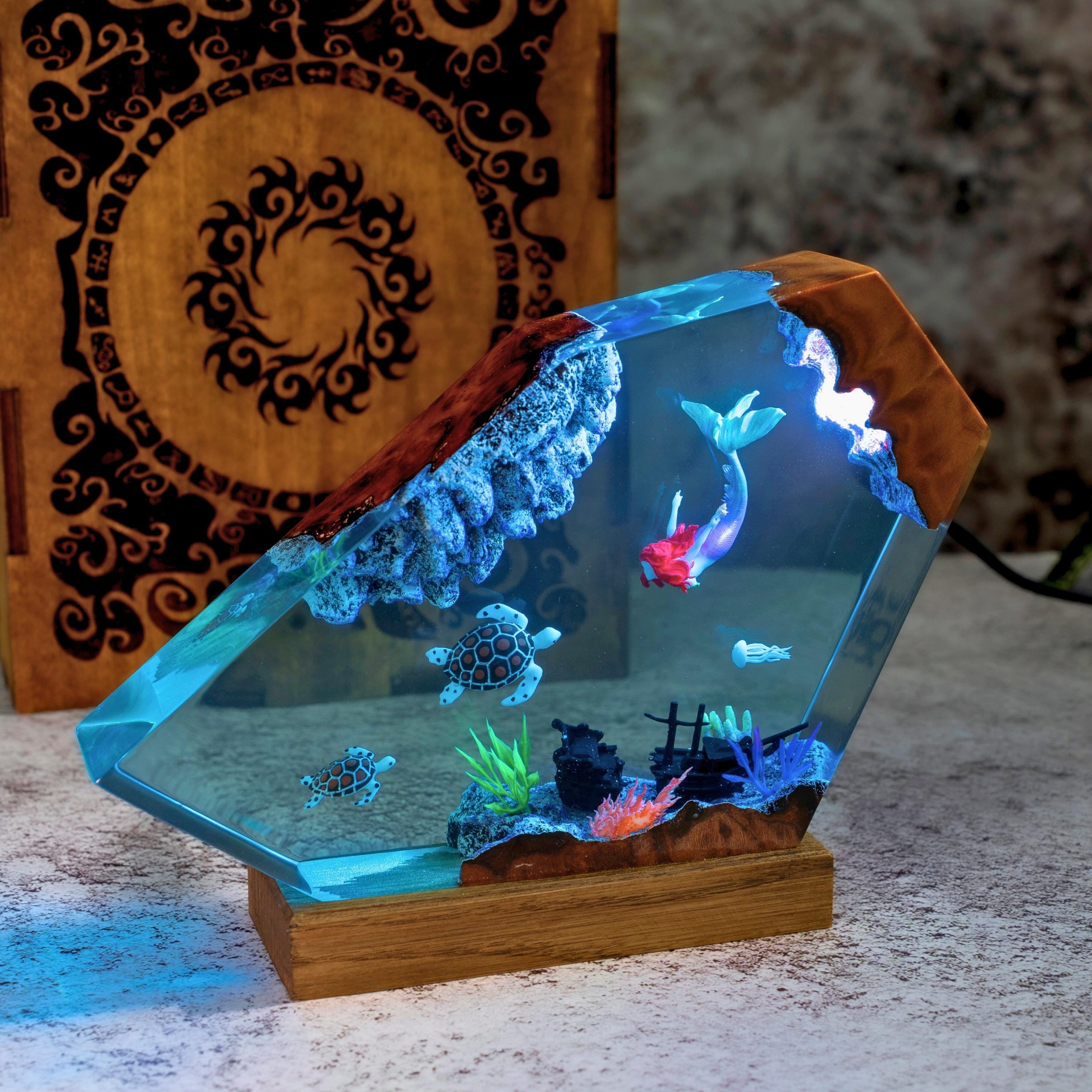 Turtles and Mermaid Resin night lights- home decor, gift for kids, birthday gifts, graduation gift, Mermaid figure
