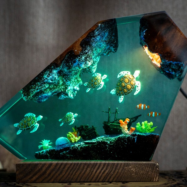 Sea Turtle Resin Ocean Lamp - Einzigartiges Epoxy Nachtlicht für Schlafzimmer, Muttertagsgeschenke