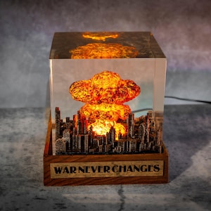 Explosion Resin Diorama Lamp: Atomic Bomb Fallout Art, Sturmwolke Lampe, Atombombe Explosions Resin Lampe, Weihnachtsgeschenk