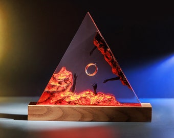 Heer. OT'-ring. harsnachtlicht - d.ark l.ord - Volcano Lava Decor voor woonruimte, uniek cadeau voor vader en Home Decor-liefhebbers