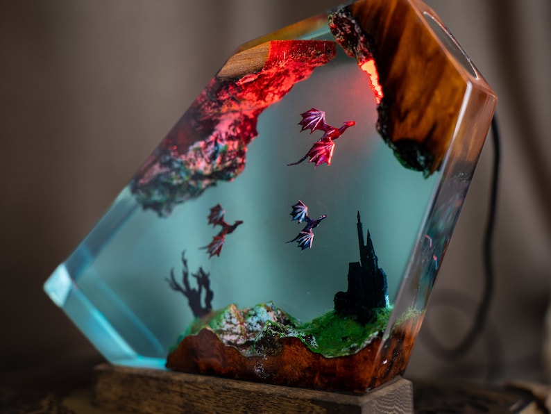 Fire Dragon and Ice Dragon Resin Night Light