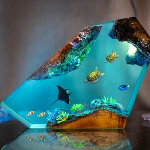 Sea Turtles & manta ray Epoxy Resin Night Light