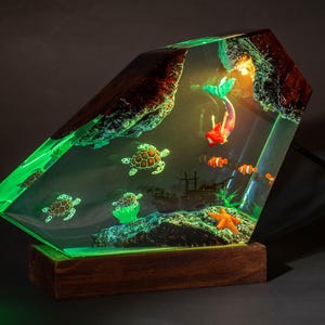 Turtles and Mermaid Resin night lights- home decor, gift for kids, birthday gifts, graduation gift, christmas gift, Mermaid fihure