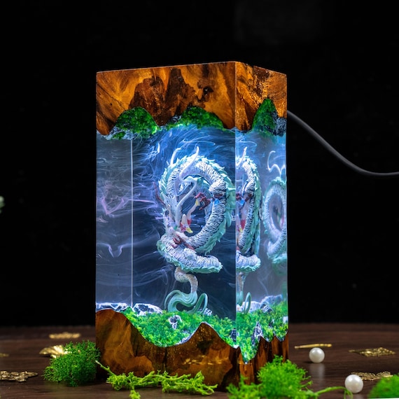 Chihiro & Haku Diorama resin lamp, Customer Anime Lamp, Haku dragon night light, Gift for Kids, Mother’s Day, ghibi anime gift