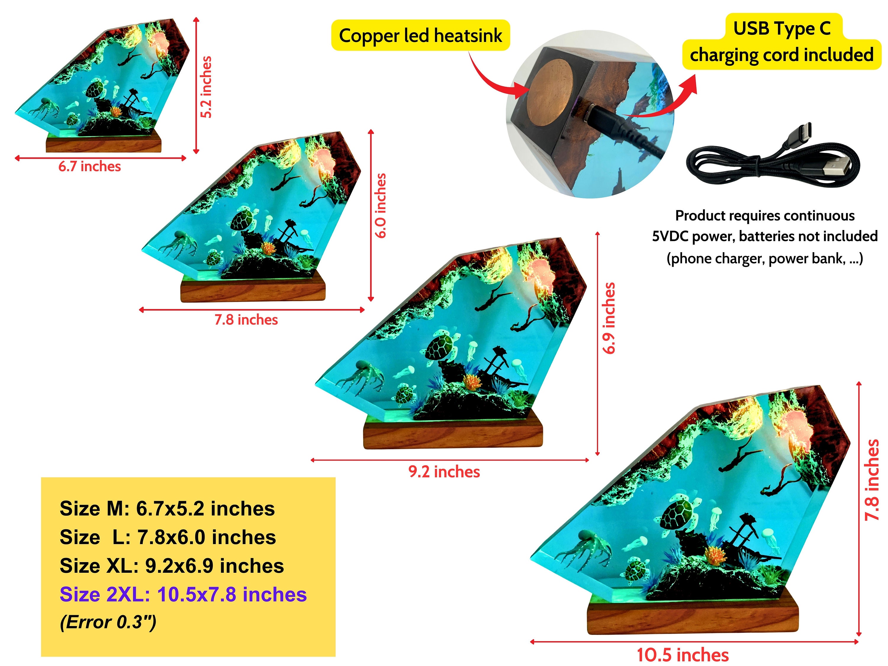 Dragon Resin Wood Night Light, Ice & Fire Dragon Lamp- Gift for Him, birthday gift, unique lamp, epoxy resin lamp, custom night light