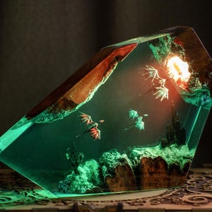 Fire Dragon and Ice Dragon Resin Lamp, Dragon lamp for home decor, Gift for Him, Birthday gift for kids, Back to school gift, Summer gift
