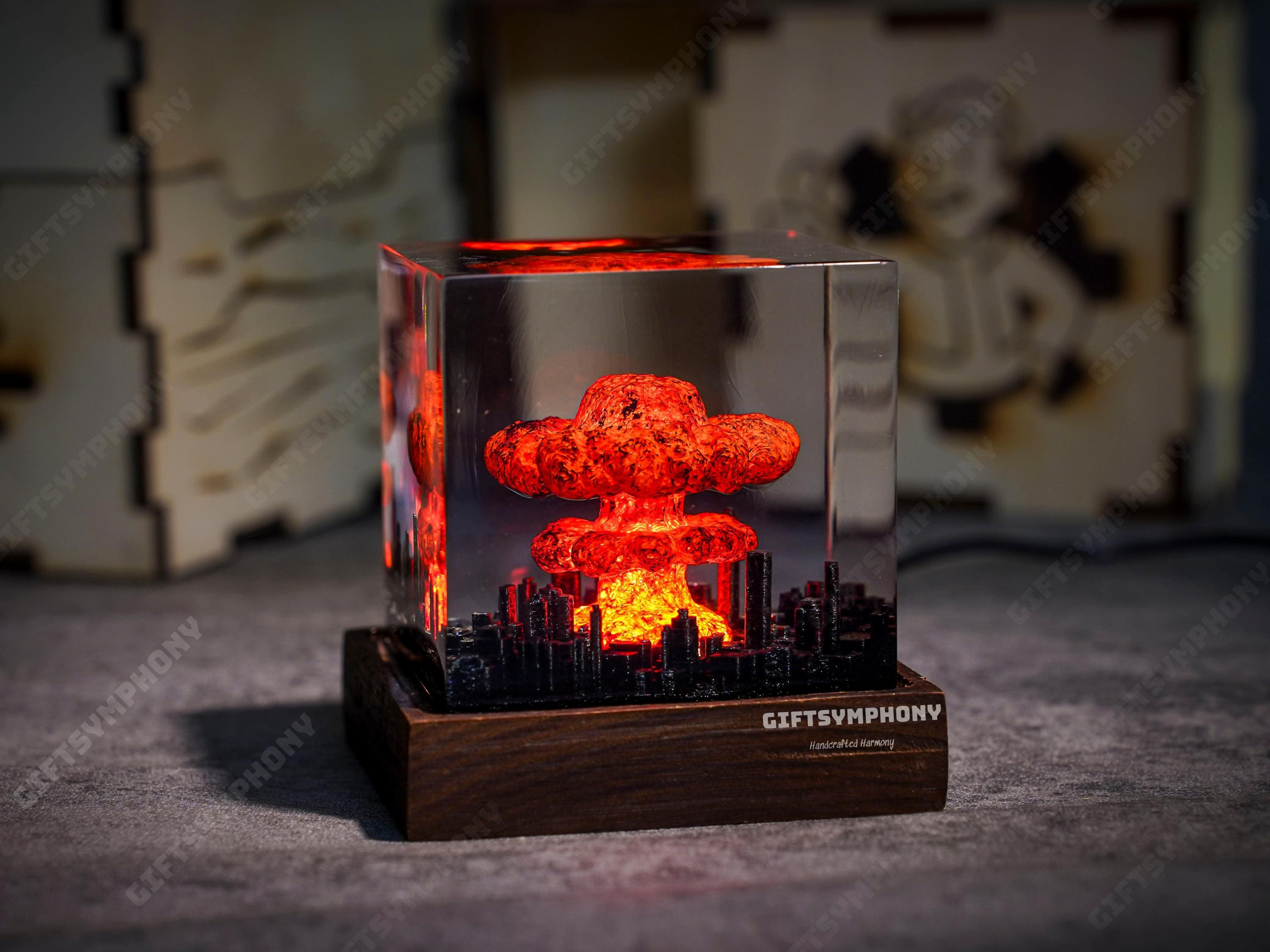 Explosion Bomb Resin Lamp, Atomic bomb diorama, Nuke bomb fallout 4, little boy bomb, Valentines Day gift  for him