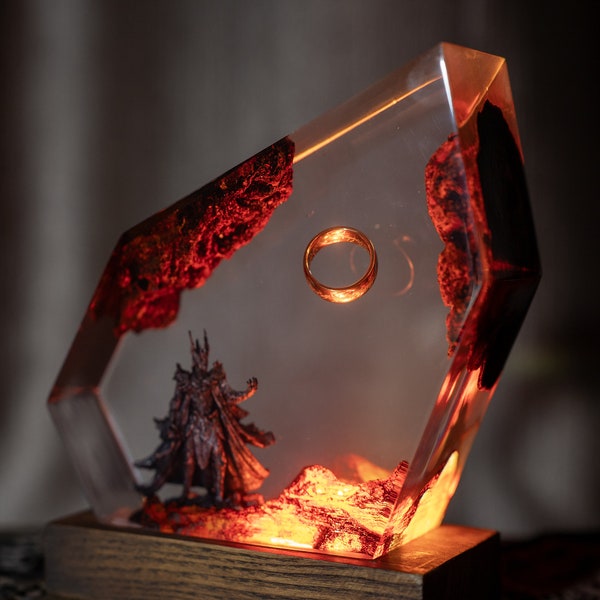 Ri.ng OT da.rk lo.rd Resin Desk Lamp - Sau.ron resin night light, Volcano Lava Decor for Living Space, Unique Gift, Gift for men