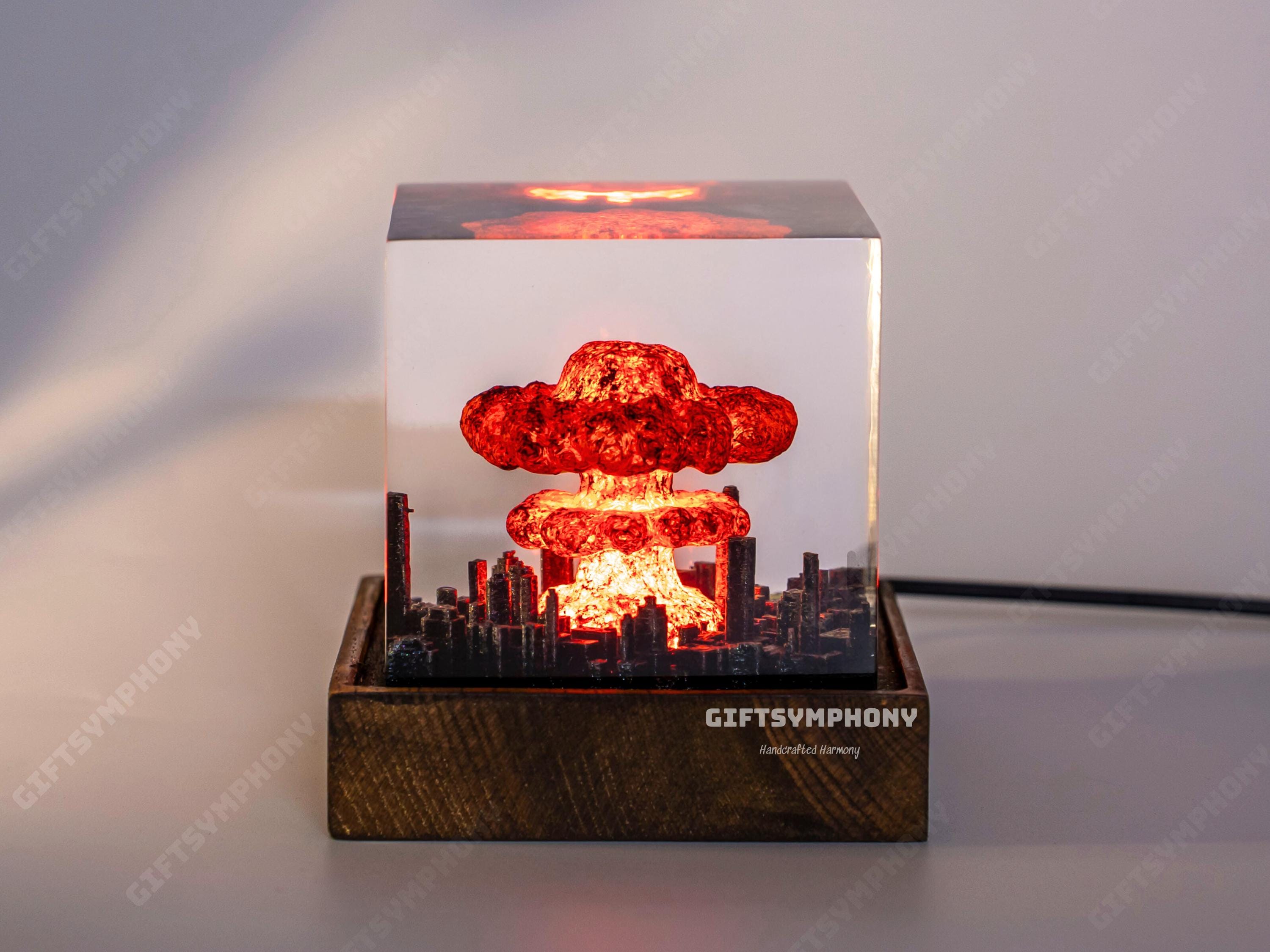 Explosion Bomb Resin Lamp, Atomic bomb diorama, Nuke bomb fallout 4, little boy bomb, Valentines Day gift  for him