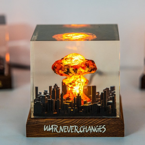 Explosion Bomb Resin Lamp, Atomic bomb diorama, Nuke bomb fallout 4, Resin mushroom cloud, little boy bomb - Storm Cloud Lamp - gift for him