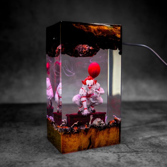 Pennywise Horror Resin Lamp, Spooky Handmade Decor, Pumpkin Epoxy Light, The Nightmare Before Christmas, Halloween decor, Valentines gift