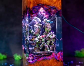 Mutant Turtle Brothers Resin Night Light, Sewer Warrior Epoxy Lamp, Action Figure Diorama, Unique Geek Gift for Him