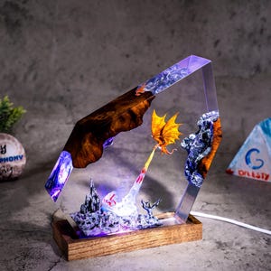 Fire Dragon resin Night Lights, dragon lamp resin lamp, gift for her, birthday gift for kids,  art home decor, playroom decor for him