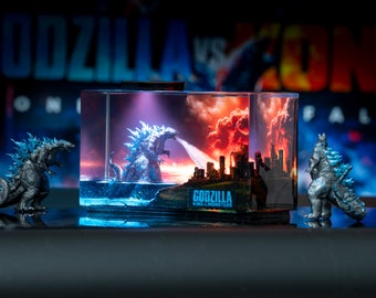 God.zilla. monsterhars lichte nacht - Diorama Monster-King’OT’Monsters, dioramahars epoxy, handgemaakte geschenken, woondecoratie