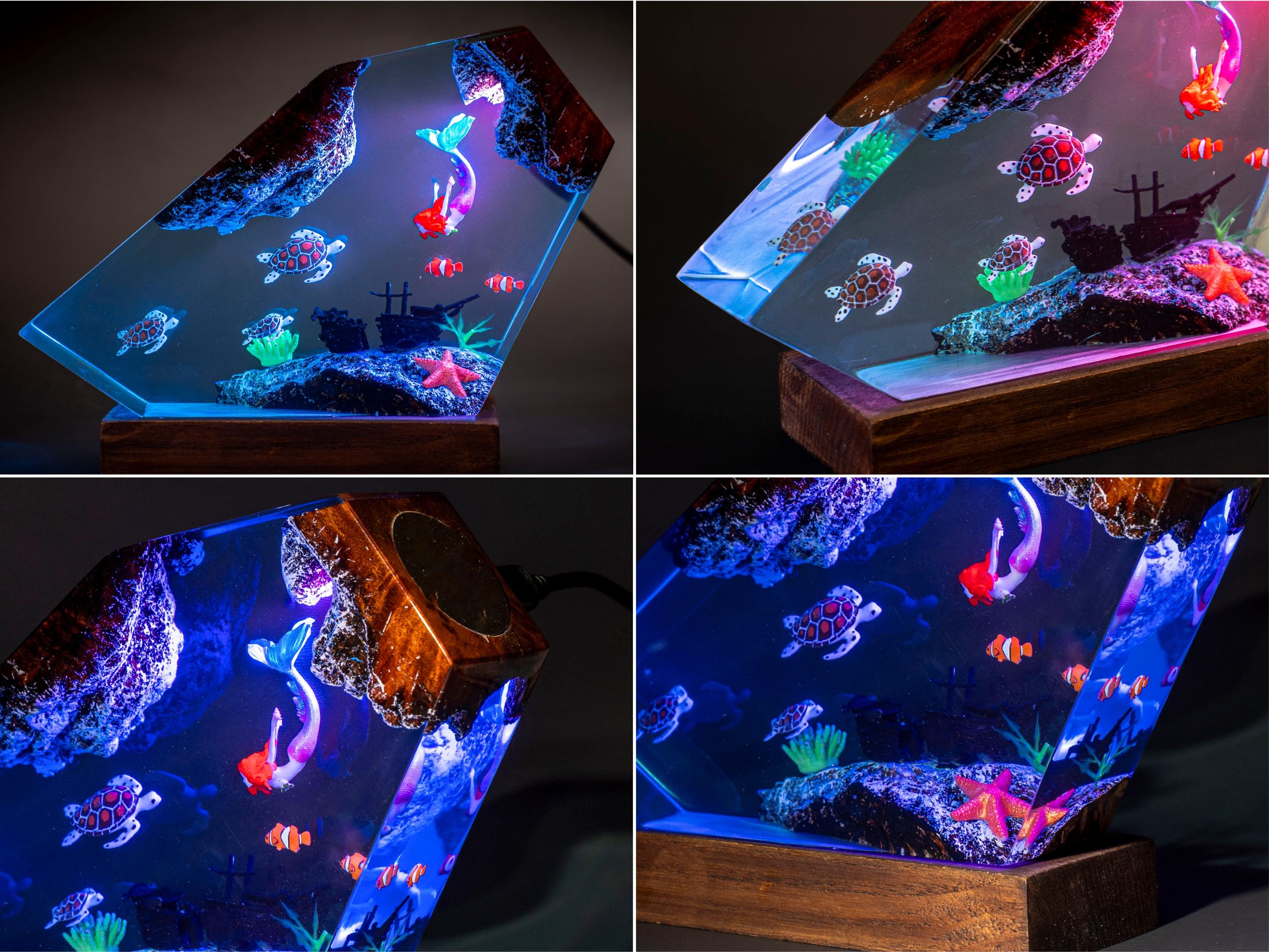Turtles and Mermaid Resin night lights- home decor, gift for kids, birthday gifts, graduation gift, Mermaid figure
