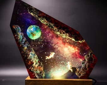 Space epoxy resin lamp, Universe Lamp, Galaxy Resin Night Light,  Space X lamp , galaxy lamp for home decor, Back to school gift