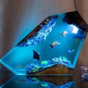 Sea Turtles & manta ray Epoxy Resin Night Light