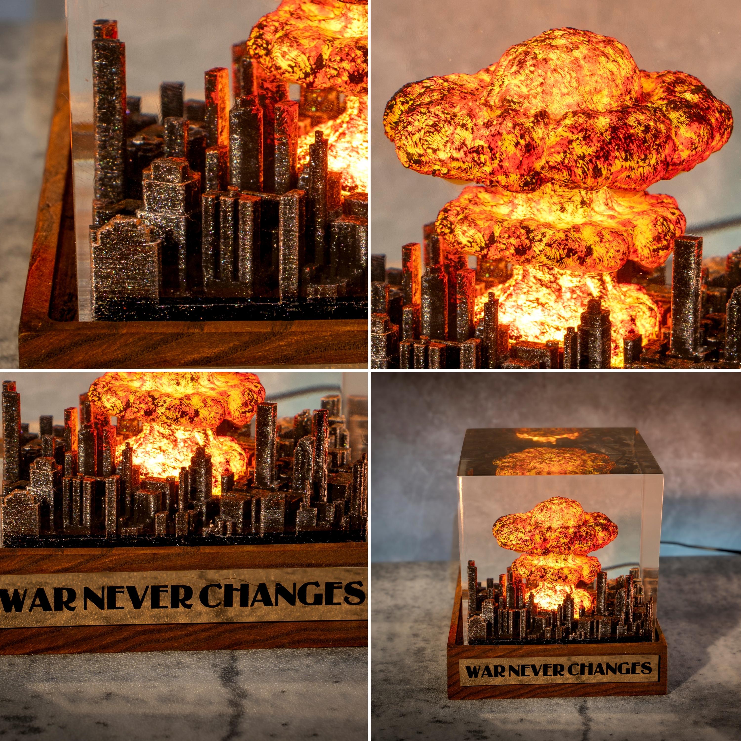 Explosion Bomb Resin Lamp Fallout 4 Nuke lamp,  Atomic bomb lamp diorama, Mushroom Cloud Lamp