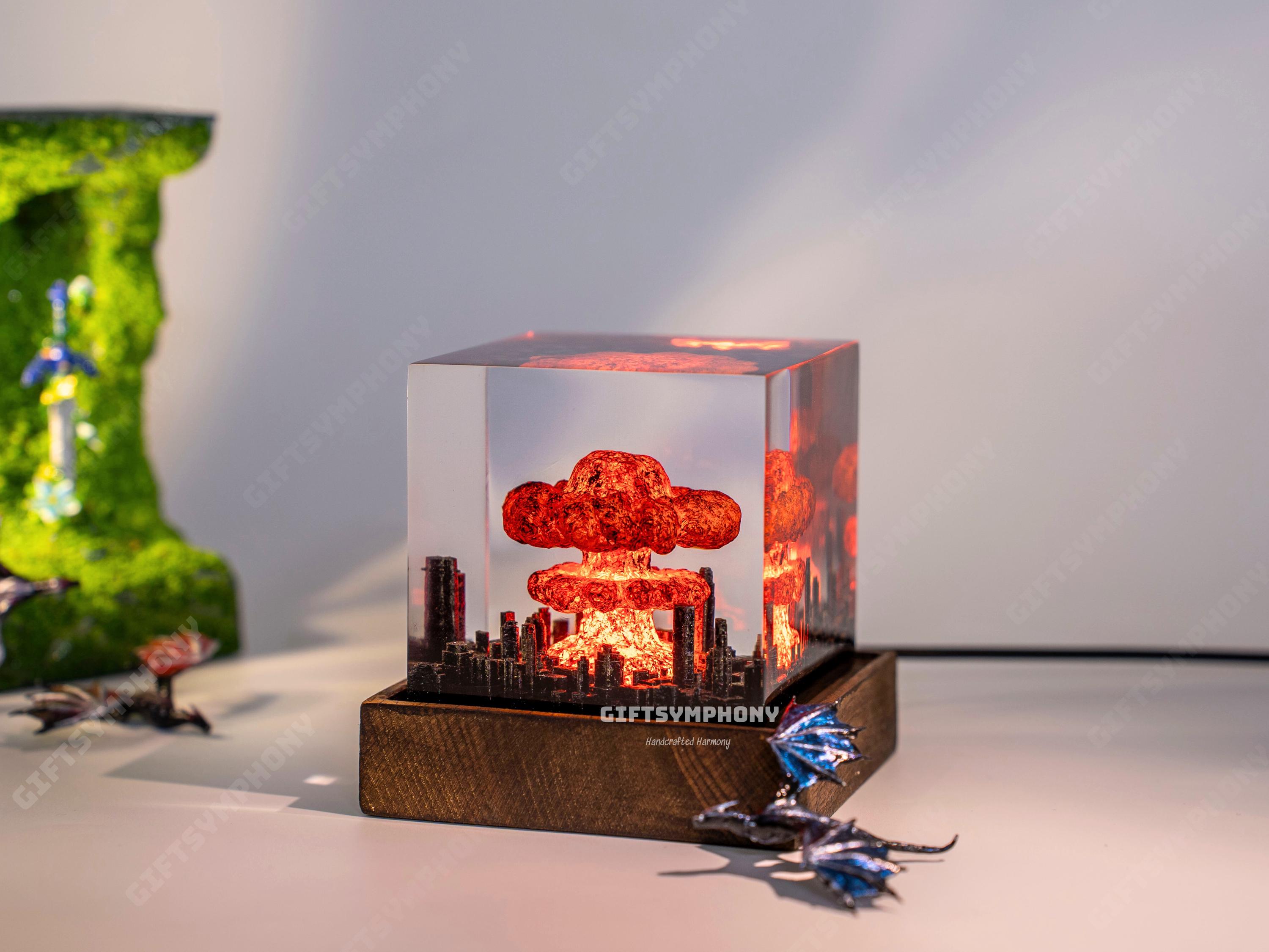 Explosion Bomb Resin Lamp, Atomic bomb diorama, Nuke bomb fallout 4, little boy bomb, Valentines Day gift  for him