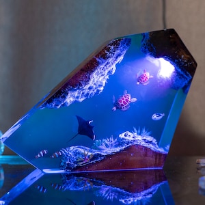 Sea Turtles & manta ray Epoxy Resin Night Light