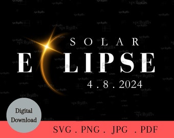 Éclipse solaire totale png, svg éclipse solaire totale, 2024, éclipse solaire totale 2024 SVG, cadeau astronomie observation de l'éclipse lunaire, éclipse de famille