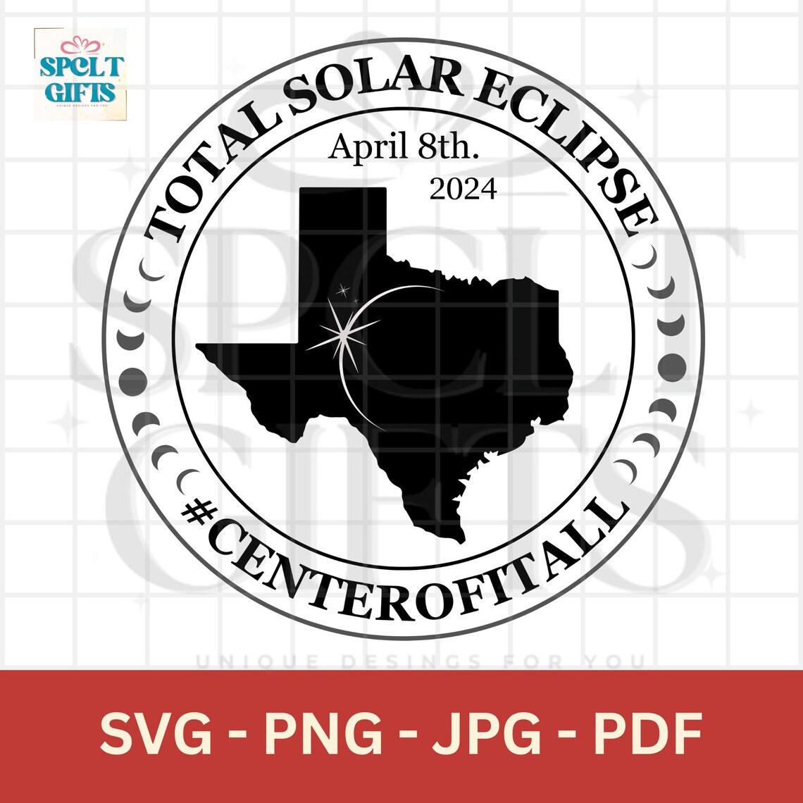 2024 Solar Eclipse SVG & Lunar Eclipse PNG Bundle Texas Eclipse Viewing