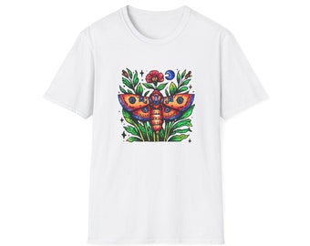 Celestial Moth Graphic T-Shirt, Dark Academia Goblincore Tee