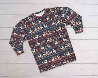 Ugly Christmas Sweater (Sweatshirt); Retro Christmas Sweatshirt, Vintage Holiday Design, Snowflakes/Christmas Tree/Reindeer Sweater, 20 1