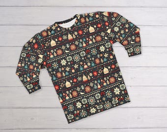 Ugly Christmas Sweater (Sweatshirt); Retro Christmas Sweatshirt, Vintage Holiday Design, Snowflakes/Christmas Tree/Reindeer Sweater, 24 2