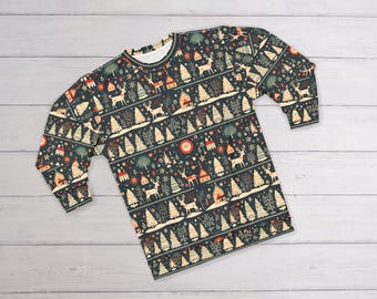Ugly Christmas Sweater (Sweatshirt); Retro Christmas Sweatshirt, Vintage Holiday Design, Snowflakes/Christmas Tree/Reindeer Sweater, 25 1