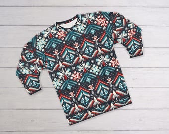 Ugly Christmas Sweater (Sweatshirt); Retro Christmas Sweatshirt, Vintage Holiday Design, Snowflakes/Christmas Tree/Reindeer Sweater, 22 2