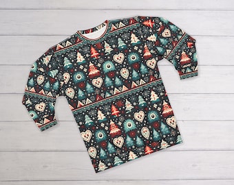 Ugly Christmas Sweater (Sweatshirt); Retro Christmas Sweatshirt, Vintage Holiday Design, Snowflakes/Christmas Tree/Reindeer Sweater, 23 2