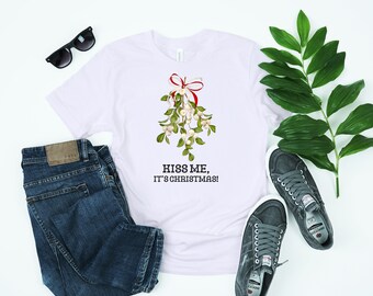 Mistletoe (Kiss Me, It's Christmas) Men's/Unisex T-Shirt; Christmas TShirt, Shirts For Christmas, Holiday Tee, Xmas Shirt, Fun Winter Shirt