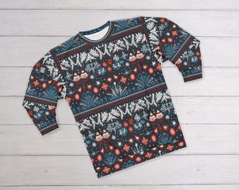 Ugly Christmas Sweater (Sweatshirt); Retro Christmas Sweatshirt, Vintage Holiday Design, Snowflakes/Christmas Tree/Reindeer Sweater, 25 2