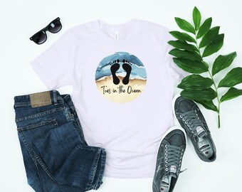 Toes in the Ocean Men's/Unisex T-Shirt; Summer T-Shirt, Ocean T-Shirt, Beach Tee, TShirt Gift, Men's Gift, Positive Saying, Affirmation