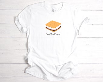 ¡Te amo más! Camiseta para hombre/unisex; Camisa de humo; Camiseta de chocolate, camiseta de malvavisco, camiseta de galleta Graham, camiseta de fogata, refrigerios