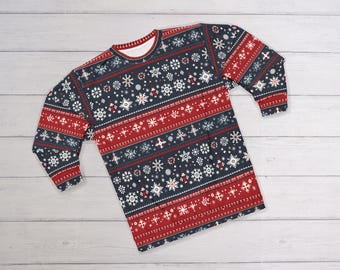 Ugly Christmas Sweater (Sweatshirt); Retro Christmas Sweatshirt, Vintage Holiday Design, Snowflakes/Christmas Tree/Reindeer Sweater, 18 1