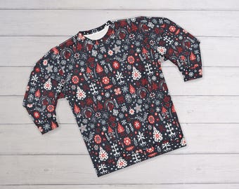 Ugly Christmas Sweater (Sweatshirt); Retro Christmas Sweatshirt, Vintage Holiday Design, Snowflakes/Christmas Tree/Reindeer Sweater, 23 1